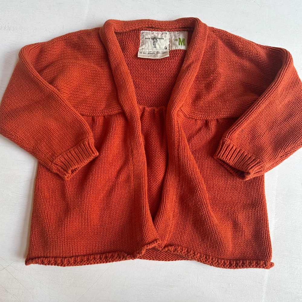 Peek Sgt Fletcher Orange Open Front Cardigan Sweater